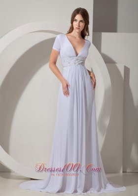 Chiffon White Court Train Mother Of The Bride Dress