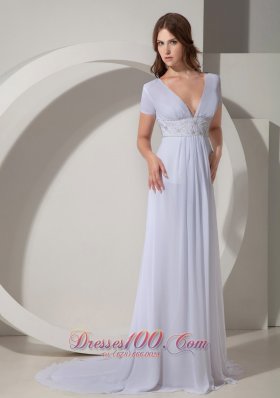 Chiffon White Court Train Mother Of The Bride Dress