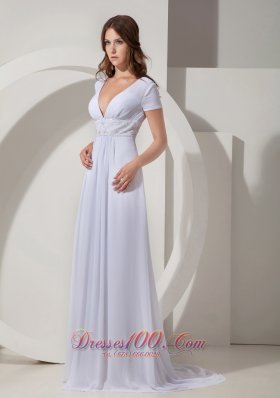 Chiffon White Court Train Mother Of The Bride Dress
