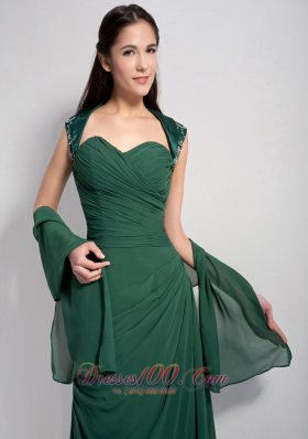 Dark Green Brush Train Mother Of The Bride Dress