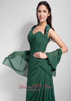 Dark Green Brush Train Mother Of The Bride Dress