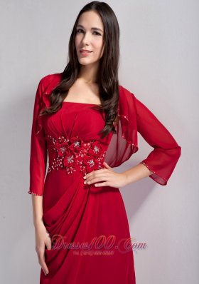 Hand Flowers Mothers Dresses Wine Red Chiffon