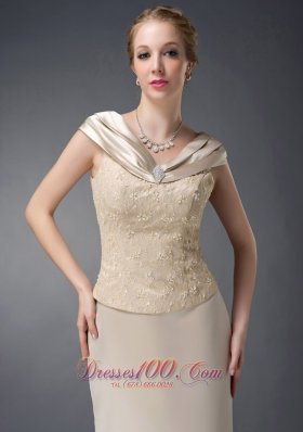 Champagne Mother Of The Bride Dress V-neck Lace