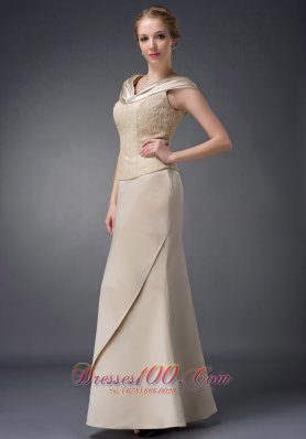 Champagne Mother Of The Bride Dress V-neck Lace