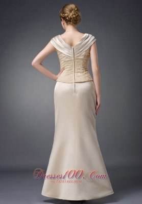 Champagne Mother Of The Bride Dress V-neck Lace