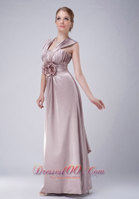 Lilac V-neck Mother Of The Bride Dress Hand Flowers