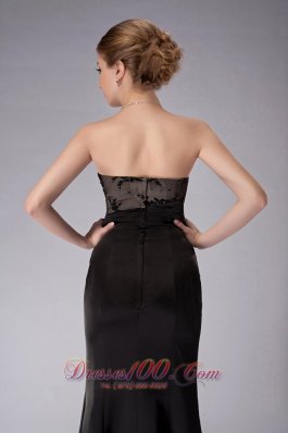 Black Appliques Strapless Mother Of The Bride Dress