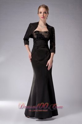 Black Appliques Strapless Mother Of The Bride Dress