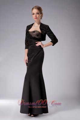 Black Appliques Strapless Mother Of The Bride Dress