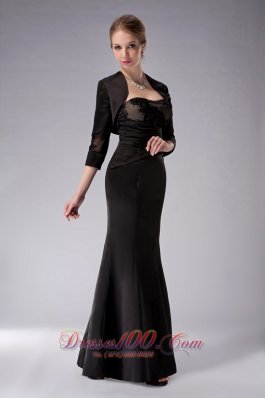 Black Appliques Strapless Mother Of The Bride Dress