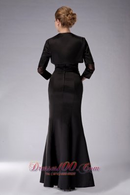 Black Appliques Strapless Mother Of The Bride Dress