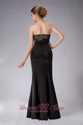 Black Appliques Strapless Mother Of The Bride Dress