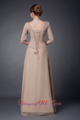 V-neck Champagne Chiffon Mother Of The Bride Dress