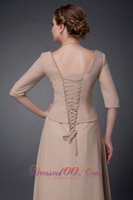 V-neck Champagne Chiffon Mother Of The Bride Dress