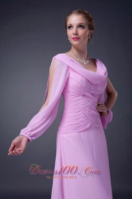 V-neck Chiffon Mother of the Bride Dress Baby Pink