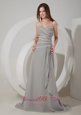 Chiffon Appliques Mother of the Bride Dress Grey