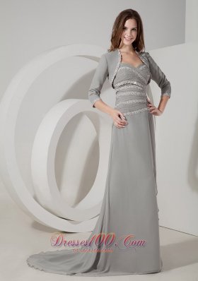 Chiffon Appliques Mother of the Bride Dress Grey