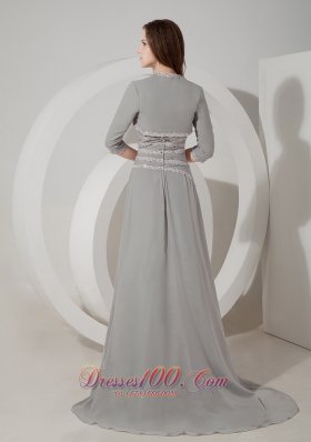 Chiffon Appliques Mother of the Bride Dress Grey