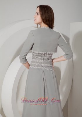 Chiffon Appliques Mother of the Bride Dress Grey