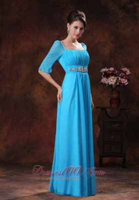 Square Sky Blue Mother Of The Bride Dress Beading