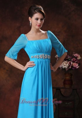 Square Sky Blue Mother Of The Bride Dress Beading