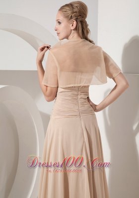 Champagne Tea-length Chiffon Mother Of The Bride Dress