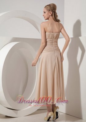 Champagne Tea-length Chiffon Mother Of The Bride Dress