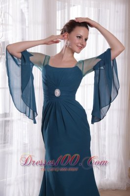 Green Mother Of The Bride Dress Brush Train Chiffon