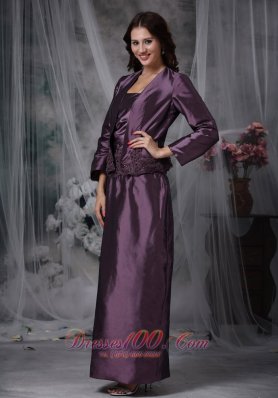 Ankle-length Dark Purple Mother Of The Bride Dress