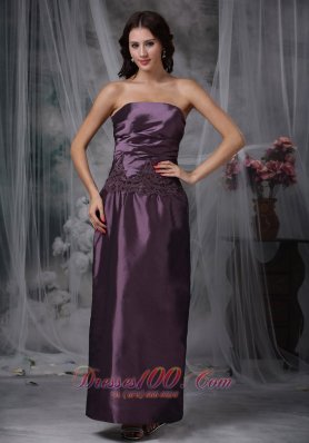 Ankle-length Dark Purple Mother Of The Bride Dress