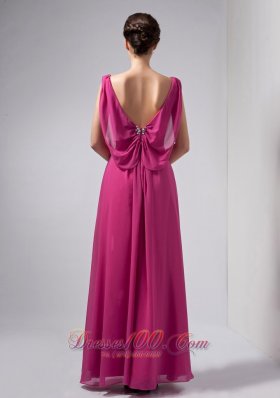 Hot Pink Column Mothers Dresses V-neck Floor-length