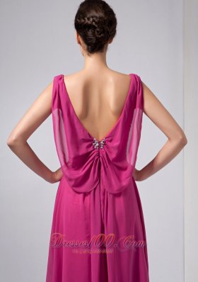 Hot Pink Column Mothers Dresses V-neck Floor-length