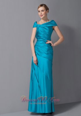 Teal Mothers Dresses Asymmetrical Ruch Ankle-length