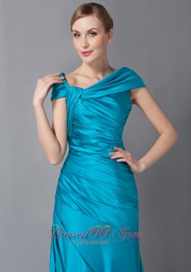 Teal Mothers Dresses Asymmetrical Ruch Ankle-length
