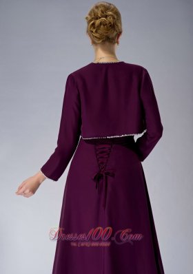 Burgundy Straps Knee-length Chiffon Mothers Dresses