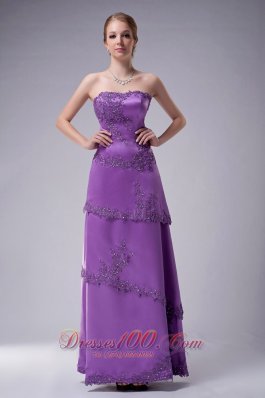 Eggplant Purple Strapless Mother Of The Groom Dress