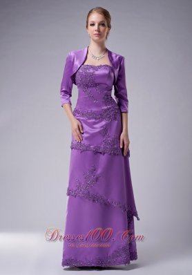 Eggplant Purple Strapless Mother Of The Groom Dress