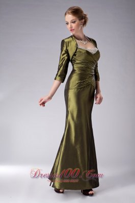 Olive Green Halter Mother Of The Bride Dress Ankle-length