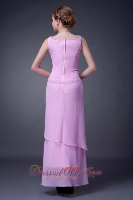 Baby Pink Scoop Mother Of The Bride Dress Ankle-length