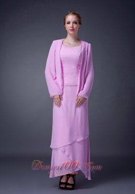 Baby Pink Scoop Mother Of The Bride Dress Ankle-length