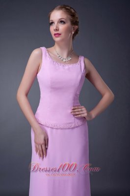 Baby Pink Scoop Mother Of The Bride Dress Ankle-length