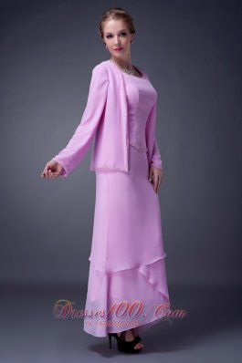 Baby Pink Scoop Mother Of The Bride Dress Ankle-length