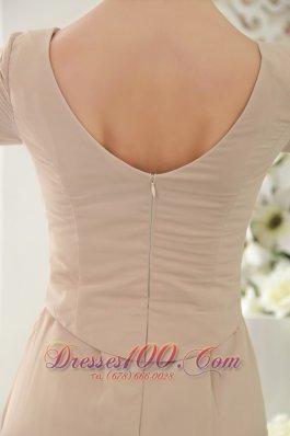 Half Sleeves Champagne V-Neck Mother Of The Bride Dress