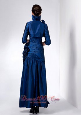 Navy Blue Mother Of Bride Dress Ruched And Ruffles