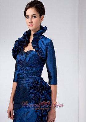 Navy Blue Mother Of Bride Dress Ruched And Ruffles