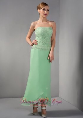 Apple Green Lace Ankle Length Mother Of Bridal Dress