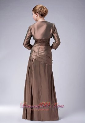 Ruched Brown Taffeta Mothers Dresses For Weddings