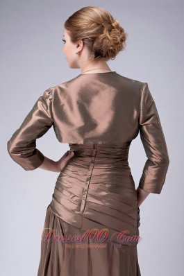 Ruched Brown Taffeta Mothers Dresses For Weddings