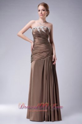 Ruched Brown Taffeta Mothers Dresses For Weddings