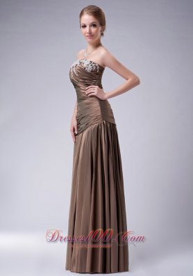 Ruched Brown Taffeta Mothers Dresses For Weddings